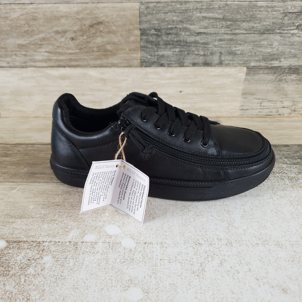 BILLY Footwear Classic D|R Low II Kids Shoes Sz 4 M Black Leather Wrap Zipper
